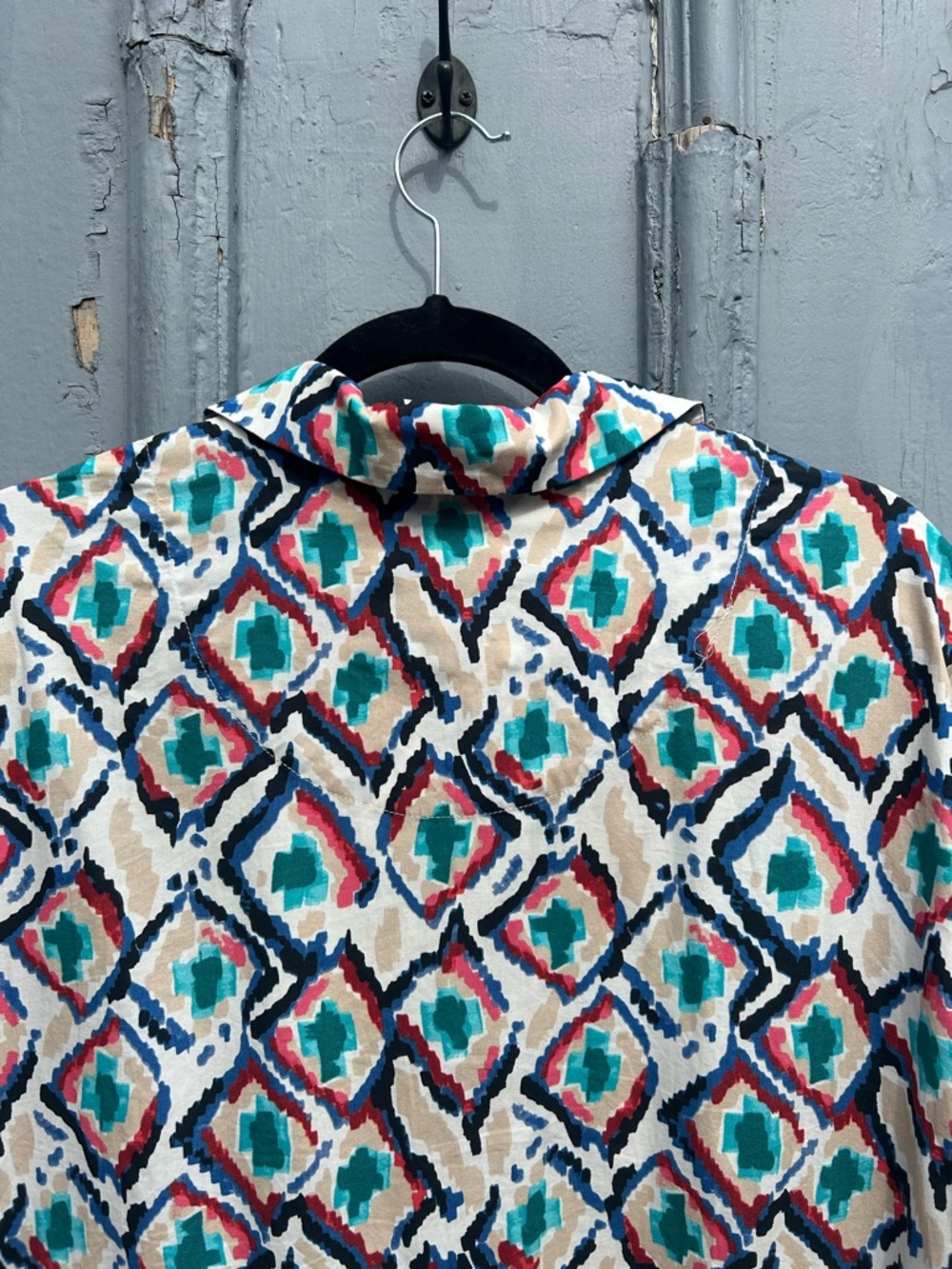 Anthropologie Maeve Bettina Tiered Geometric Shirt dress, size L, - Picture 8 of 11